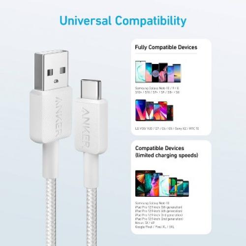 Anker 10' USB-A to USB-C Braided Cable - White Iteration
