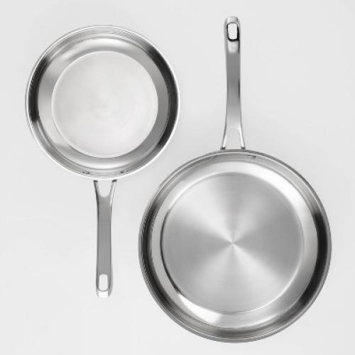 Cuisinart Classic 10 & 12 Stainless Steel 2pk Skillet Set Silver