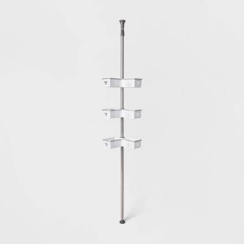 Steel Corner L Shaped Tension Pole Caddy Chrome - Room Essentials™