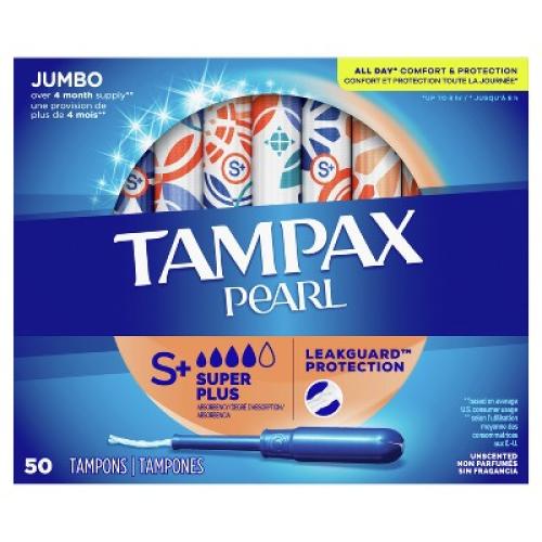 Tampax Pearl Super Plus Absorbency Tampons - Unscented - 50ct