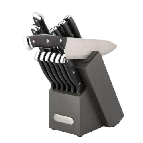 Farberware 14pc Triple Rivet Knife Block Set with Edgekeeper Sharpener Graphite: Stainless Steel Cutlery, Hand Wash‼️missing 2 ‼️