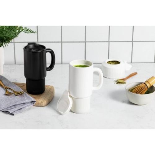 Ello Commute 18oz Ceramic Travel Mug Black: Microwave & Dishwasher Safe, Portable Drinkware for Hot/Cold Beverages