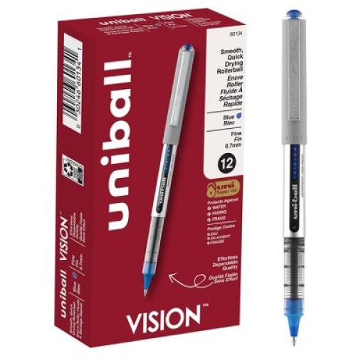 Uni Vision Rollerball Pen Fine Point Blue Ink Dozen (60134)