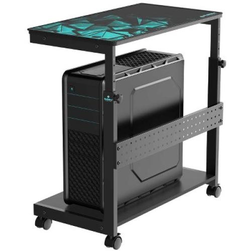 Mobile Height Adjustable CPU Cart with Mouse Pad，28.57 W x 11.81 D x 23.31 - 33.31 H，Black