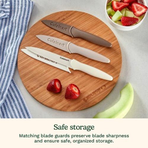 Cuisinart Advantage 6pc Nonstick Utility and Paring Knife Set with Blade Guards Cafe Au Lait