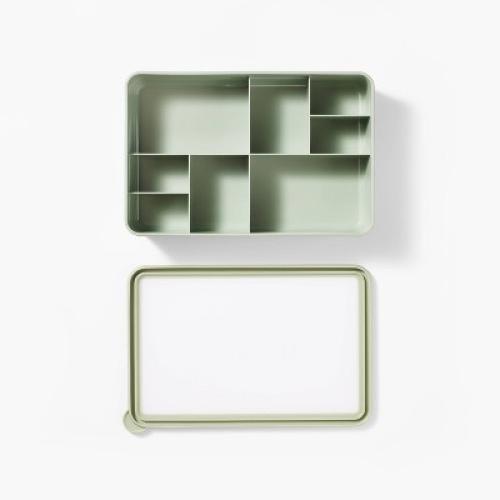8 Compartment Large Plastic Snack Bento Box Sage Green - Figmint