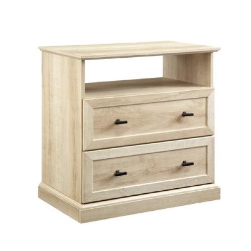 Transitional 2 Drawer Nightstand White Oak - Walker Edison