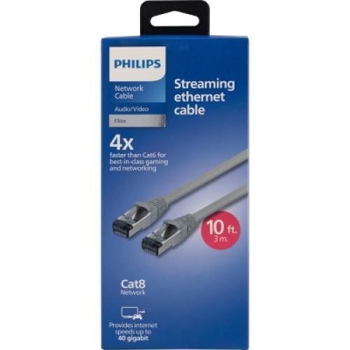 2pack Philips 10' Cat8 Ethernet Cable  - Gray