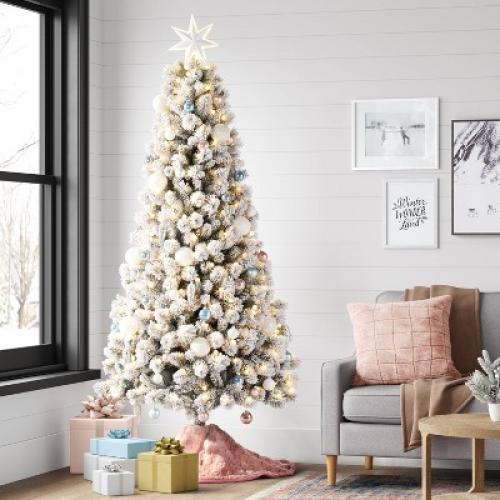 13 21ct LED Light Glitter Star Christmas Tree Topper Silver - Wondershop™: Indoor Plastic Decor