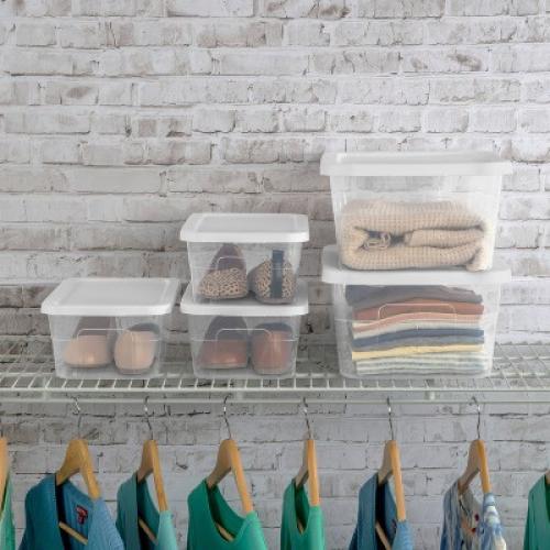 6qt Clear Storage Box White - Room Essentials™ (9 pieces )
