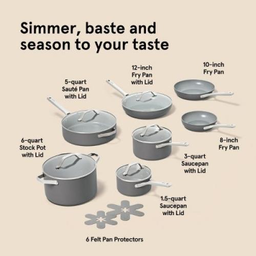 12pc Nonstick Ceramic Coated Aluminum Cookware Set Dark Gray - Figmint™