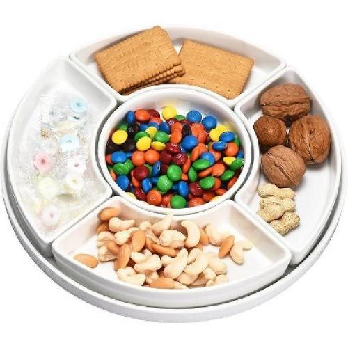 Bruntmor 5 Sectional Porcelain Divided Serving Platter, White