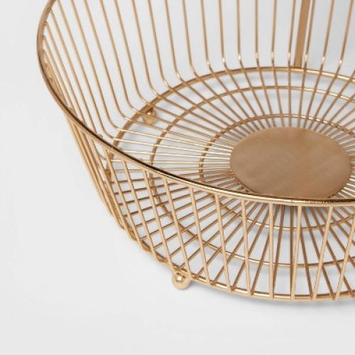 Delavan Collection Metal Wire 2-Tier Fruit Basket with Banana Hanger Gold - Threshold™: Fruit Stand & Holder, Iron, 17.75