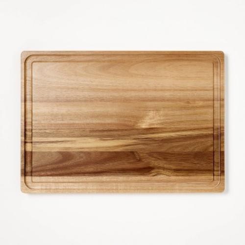 14x20 Acacia Wood Carving Board with Juice Groove Natural - Figmint™: Reversible Wooden Cutting Board, Charcuterie CHIPPED CORNER