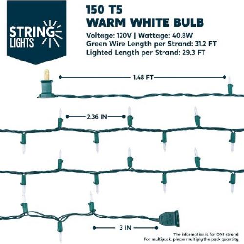 JOYFY Christmas String Lights Outdoor,150 Count Christmas Tree Lights,31.2FT String Lights with Green Wire for Xmas Indoor Party Garden Decorations