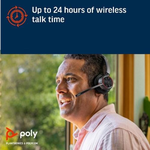 Black Poly Voyager 4310 UC Wireless Headset   Charge Stand- Single-Ear Headset- Connect to PC / Mac via USB-A Bluetooth Adapter, Cell Phone via Bluetooth