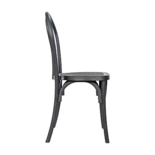 Color Black Flash Furniture HERCULES Commercial Black Indoor/Outdoor Wood Look Resin Thonet Style Chair
