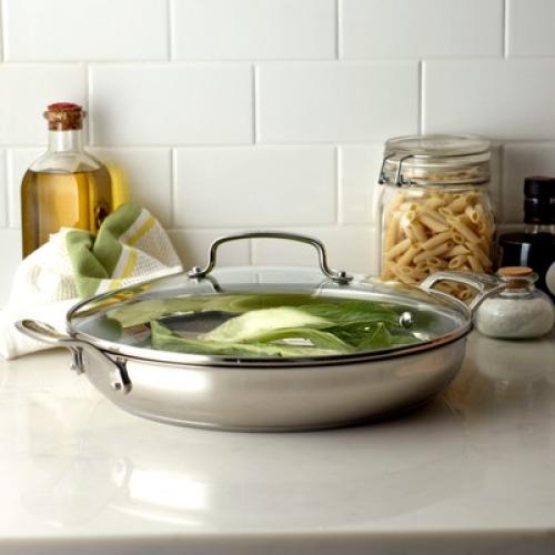 Cuisinart Classic 12 Stainless Steel Everyday Pan with Cover - 8325-30D: Oven-Safe, Dishwasher-Safe, Tempered Glass Lid