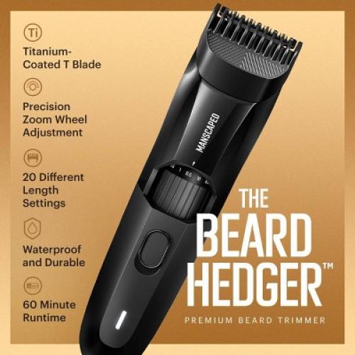 MANSCAPED The Beard Hedger SkinSafe Cordless Beard Trimmer, Waterproof Clippers for Facial Hair Shaving