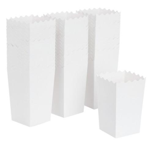 Blue Panda 100 Pack White Popcorn Boxes for Party, Bulk Paper Treat Containers for Movie Night Decorations, 3.3 x 5.5 x 3.5 in