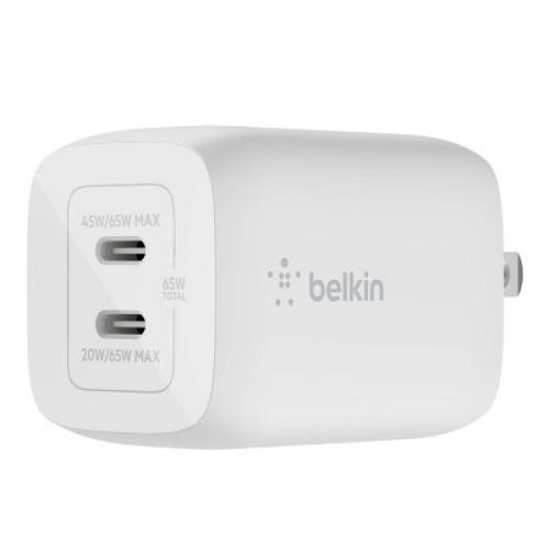 Belkin 65W Dual USB-C Bundle with 2M USB-C to USB-C Cable - White
