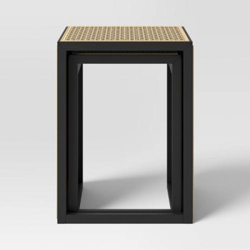 Nesting Accent Table Black/Natural (FA) - Threshold™: Square Wood Composite End Table, 24 Height( MISSING PARTS SEE IN THE PICTURES)