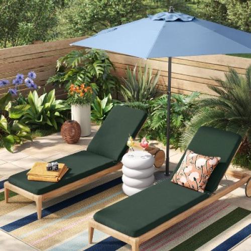 78x22 Outdoor Chaise Lounge Cushion Fern Shower Green - Room Essentials™: Water-Resistant Patio Comfort