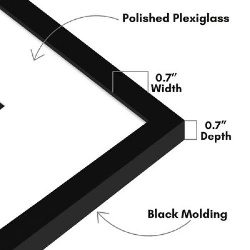 Americanflat 24x24 Picture Frame with Polished Plexiglass - Use as 11x14 Frame with Mat or 24x24 Frame Without Mat - Streamline Collection - Black