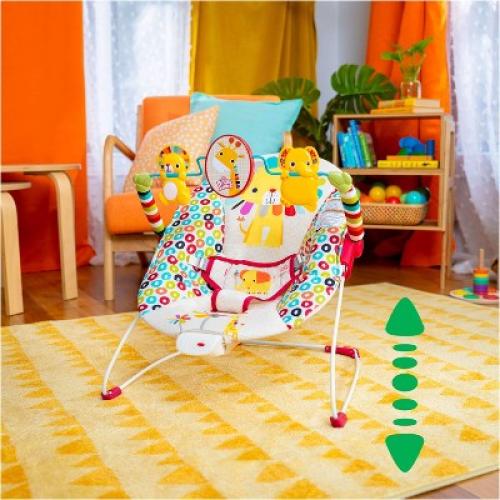 Bright Starts Playful Pinwheels Portable Baby Bouncer Seat with Vibrations and Toy Bar