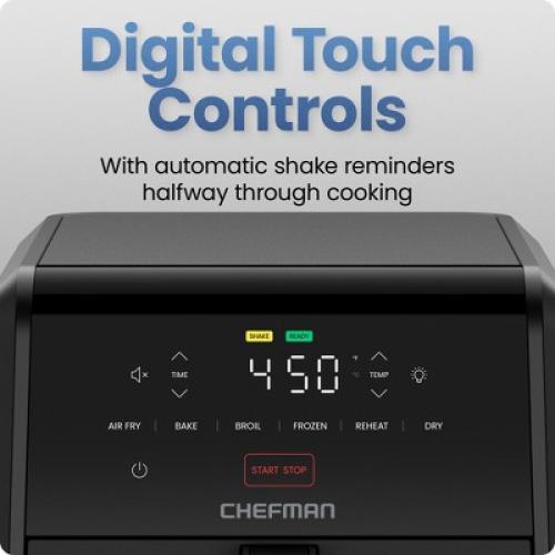 Chefman TurboFry 6-in-1 Air Fryer, Powerful DC Motor Heats to 450°F, 7-Quart Nonstick Basket - Black