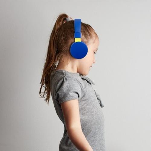 Insten Kids Headphones with Microphone, Wired Headset 3.5mm Adjustable Foldable with Volume Limiter for Toddler & School, Blue