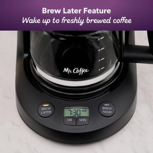 Mr. Coffee 5-Cup Programmable Coffee Maker Black: Drip Coffee Machine, Electric, Dishwasher-Safe, Paper Filter, 25 oz Capacity