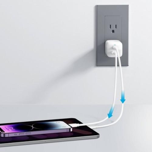 Anker 2 Port 33W Wall Charger with 6' USB-C to USB-C Cable - White