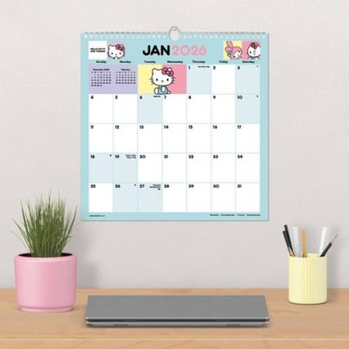 Trends International 2026 Hello Kitty and Friends Spiral 12x12.25 Wall Calendar