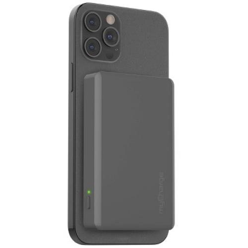 myCharge Maglock 6k 6000mAh/12W Wireless Charger   USB-C Port Power Bank – Graphite Gray