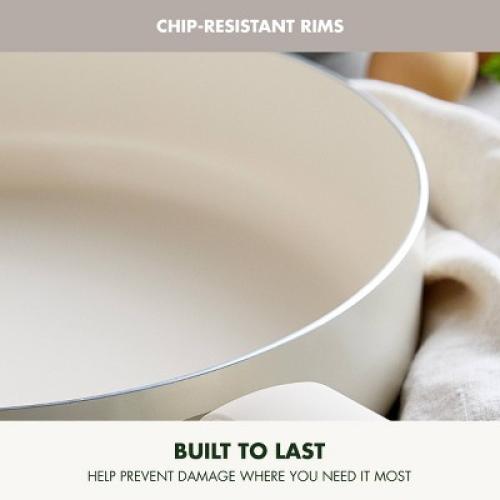 GreenPan Rio Advanced 5qt Ceramic Nonstick Saute Pan with Lid Cream