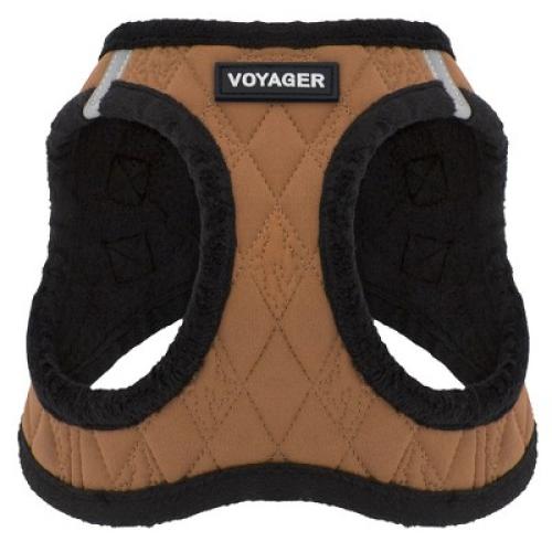 Voyager Step-In Plush Dog Harness for Small and Medium Dogs, Quilted Plush, Beige, L