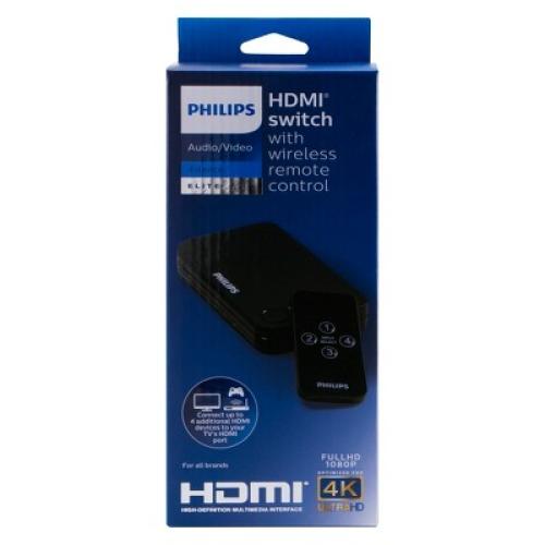 Philips 4 Port 2.2 HDMI Switch with Remote - Black
