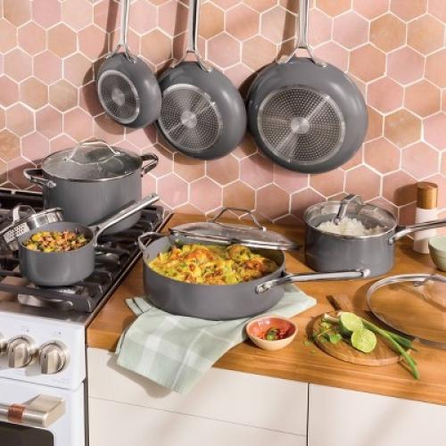 12pc Nonstick Ceramic Coated Aluminum Cookware Set Dark Gray - Figmint™