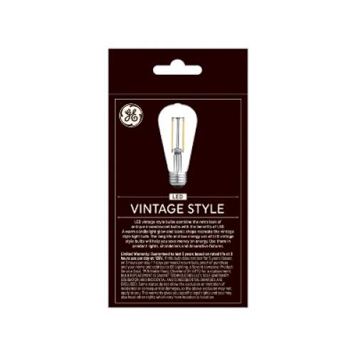 GE 2pk 60W Vintage Style ST19 LED Edison Light Bulbs Clear Glass