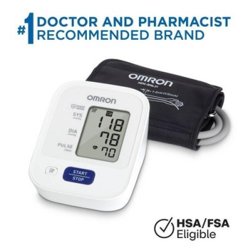 Omron 3 Series Upper Arm Blood Pressure Monitor with Cuff - Fits Standard and Large Arms