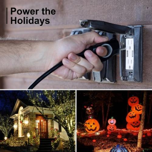 GE 3-Outlet Grounded Extension Cord Indoor/Outdoor 16AWG 25' Black