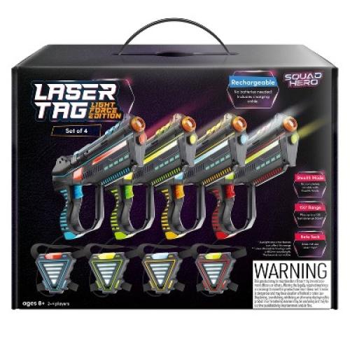 Squad Hero Rechargeable Laser Tag Set for Kids and Adults - Light Force Edition (Set of 4), Birthday Gifts for Boys