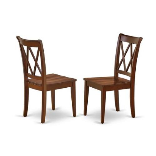East West Furniture, Clarksville Dining Chairs - Double Cross Back Solid Wood Seat Chairs, Set of 2, Mahogany