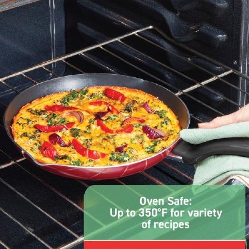T-Fal 12pc Simply Cook Nonstick Cookware Set Red: Aluminum, Ergonomic Handles, Tempered Glass Lids, Oven-Safe to 350°F ‼️possibly missing items ‼️