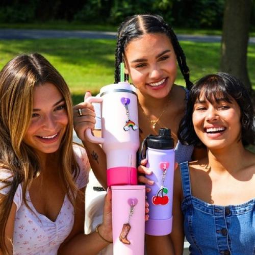 CharCharms Water Bottle Boot Hot Pink: Silicone Boot, Dishwasher-Safe, Drinkware Accessory for Hot & Cold Beverages