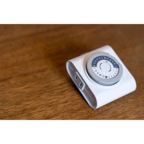 GE Indoor Mechanical Timer 24hr 2-Polarized Outlet Big Button White: Push Button, No Assembly, 1-Year Warranty, PET Material 2pk