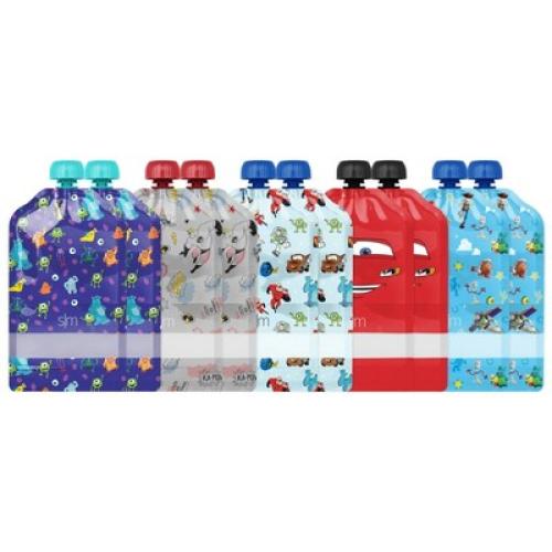 Pixar  Kids Food Pouches - Simple Modern: Reusable & Refillable Off-White Storage Bags, 5oz Capacity