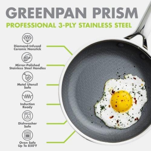 GreenPan Prism 10pc Hybrid Stainless Steel and Ceramic Nonstick Cookware Set