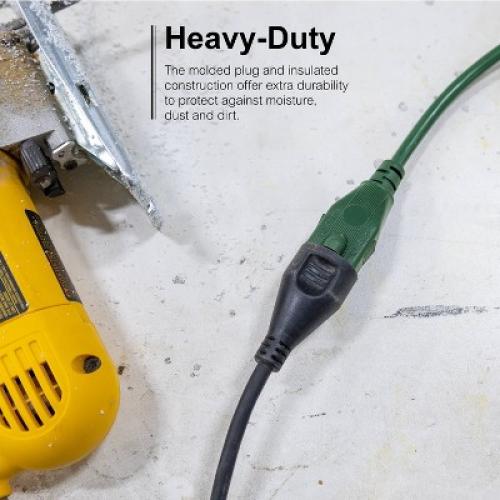GE 1-Outlet Grounded Extension Cord Outdoor 16AWG 40' Green: 13A, 3-Conductor, Lifetime Warranty, 40ft Length